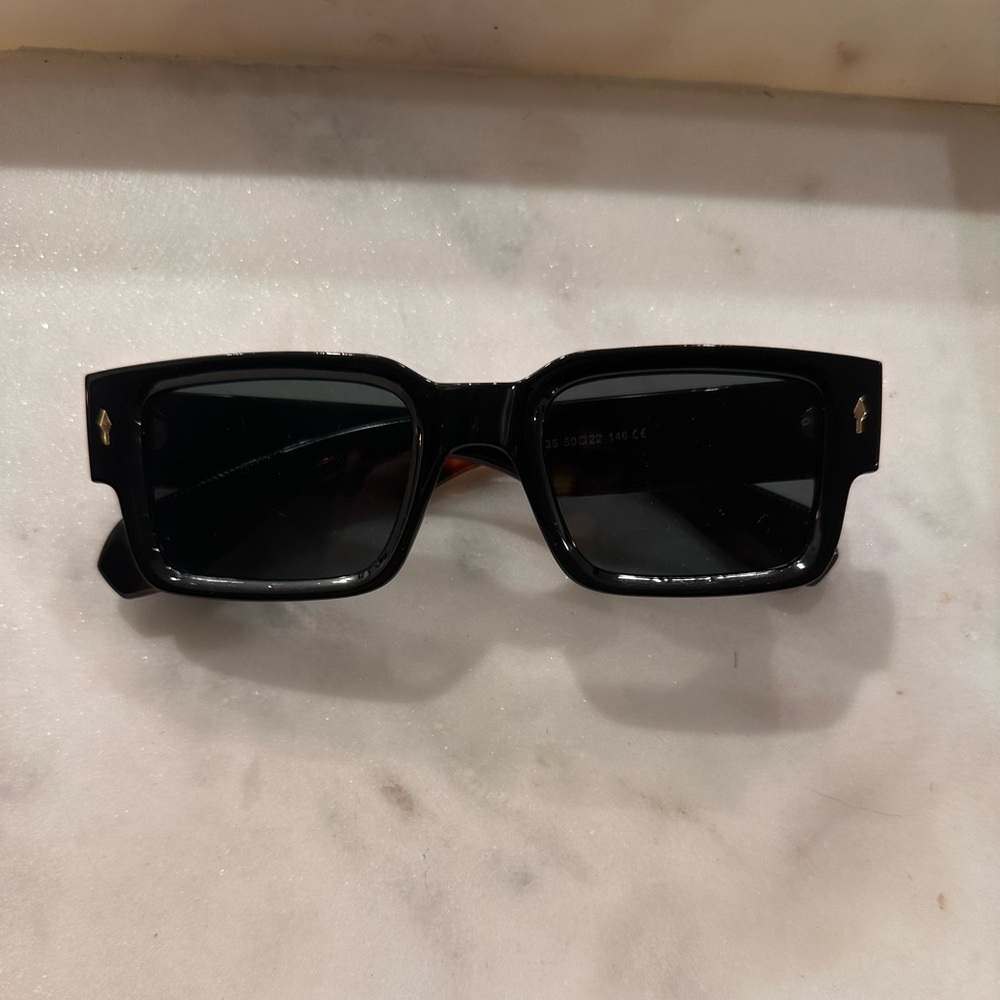 Unisex Black Square Oversized Boxy Sunglasses